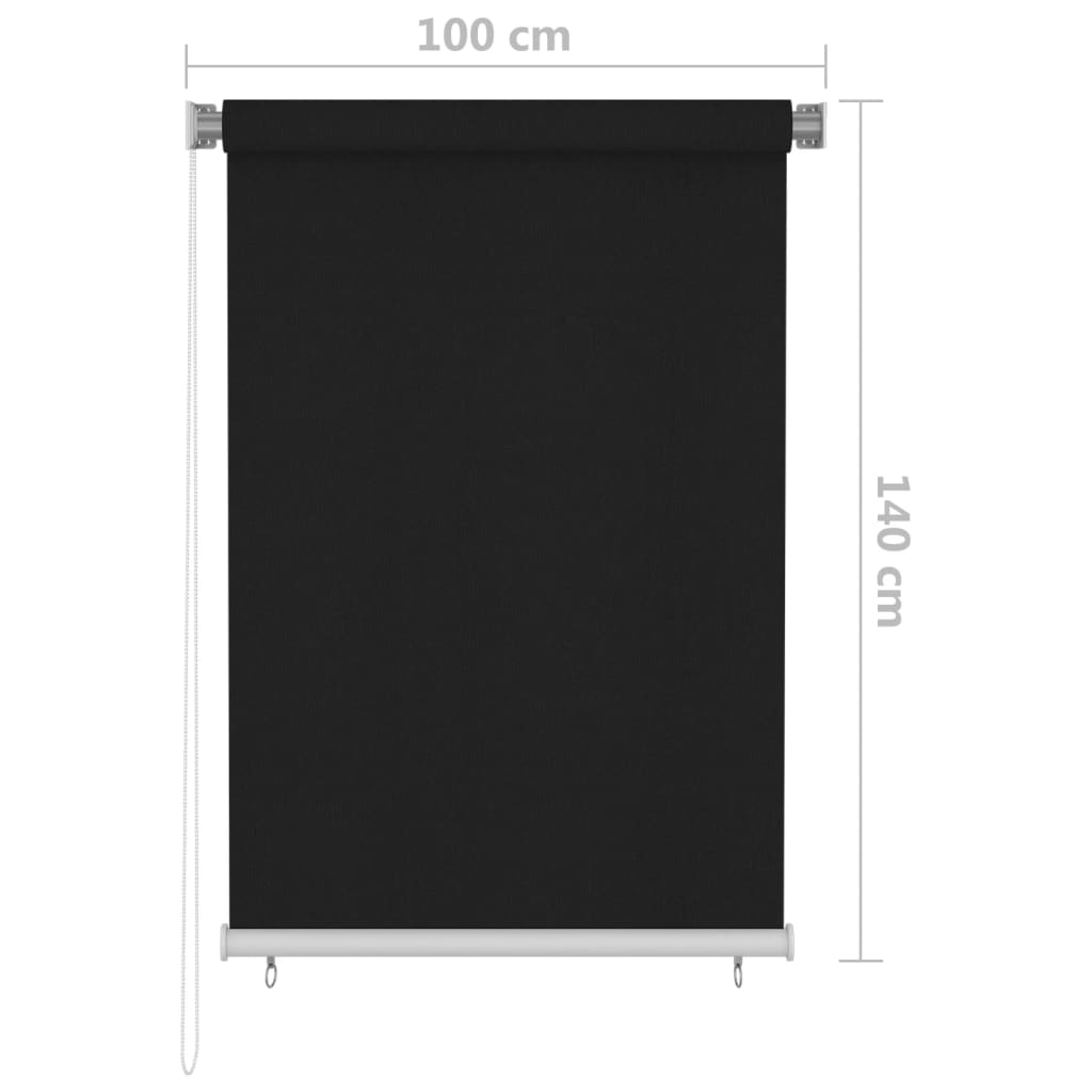 vidaXL Rullgardin utomhus 100x140 cm svart