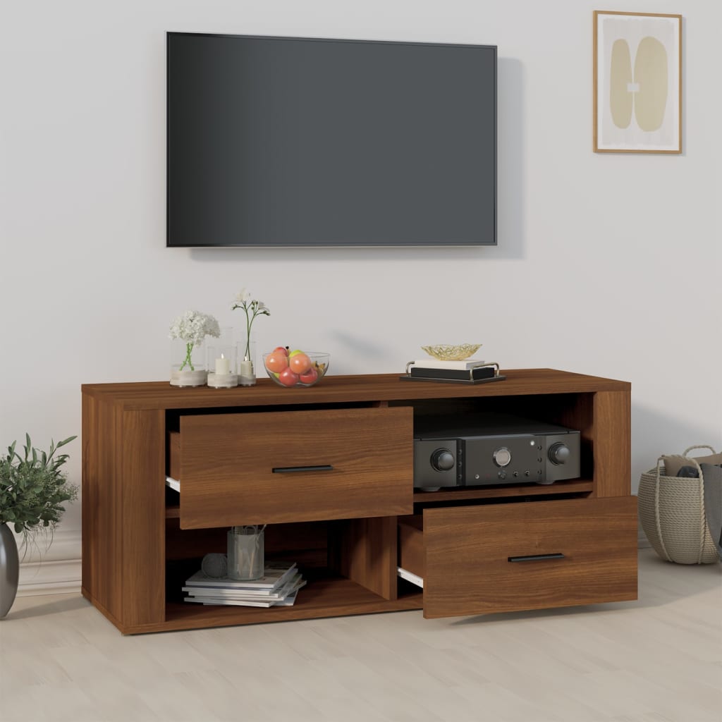 vidaXL Tv-bänk brun ek 100x35x40 cm konstruerat trä