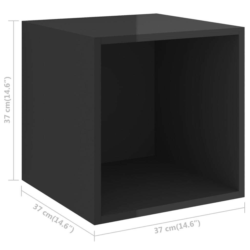 vidaXL Väggskåp högglans svart 37x37x37 cm konstruerat trä