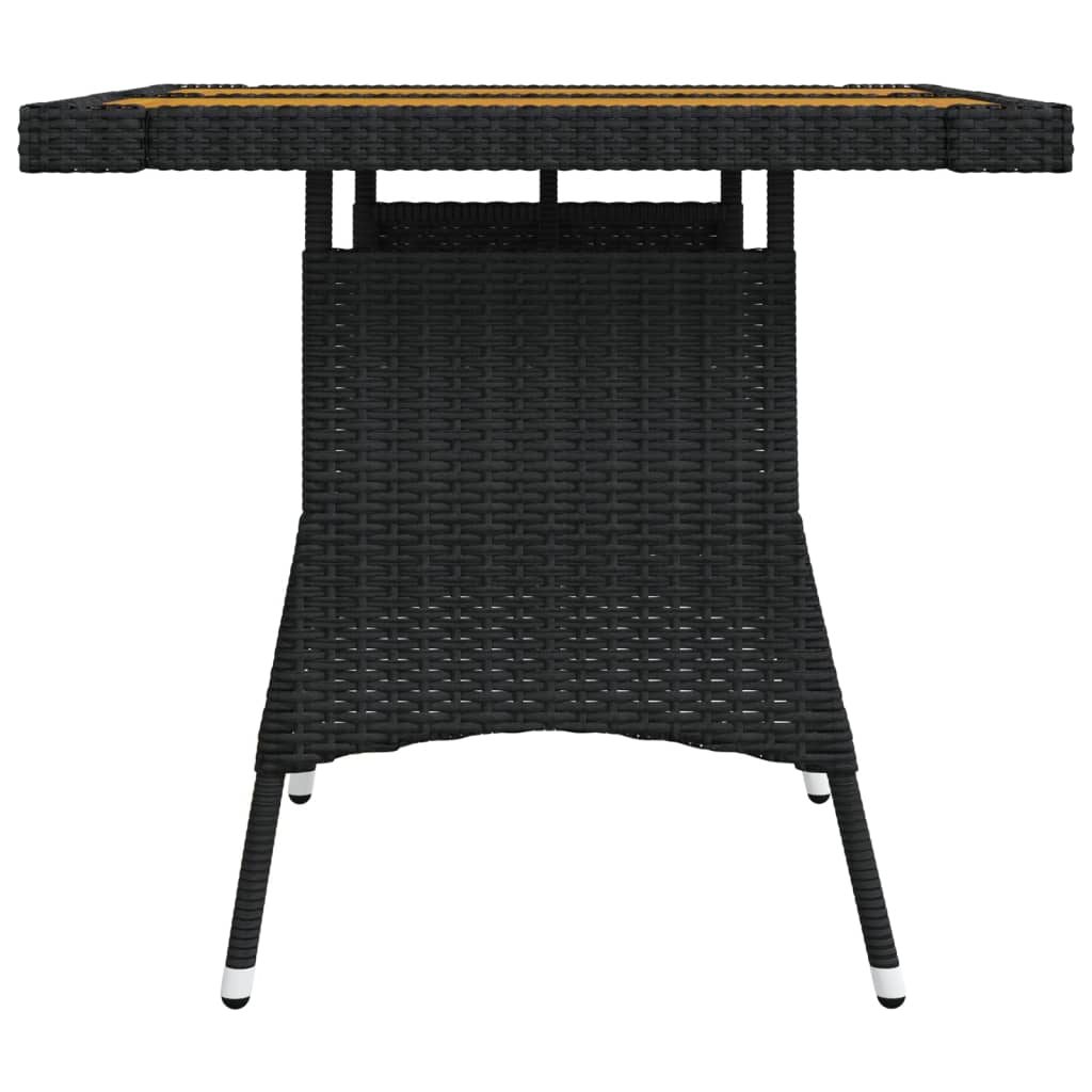 vidaXL Trädgårdsbord svart 70x70x72 cm konstrotting och massiv akacia