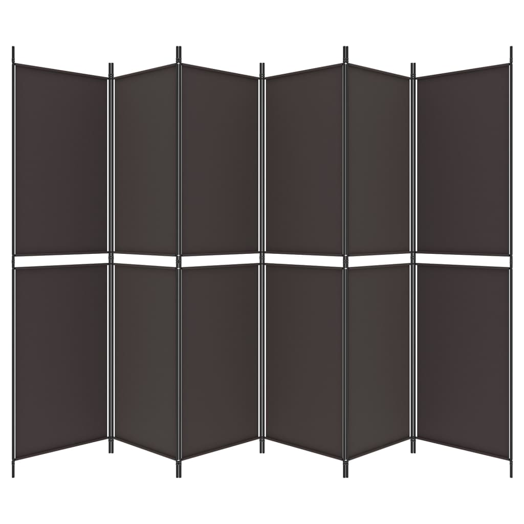 vidaXL Rumsavdelare 6 paneler brun 300x200 cm tyg
