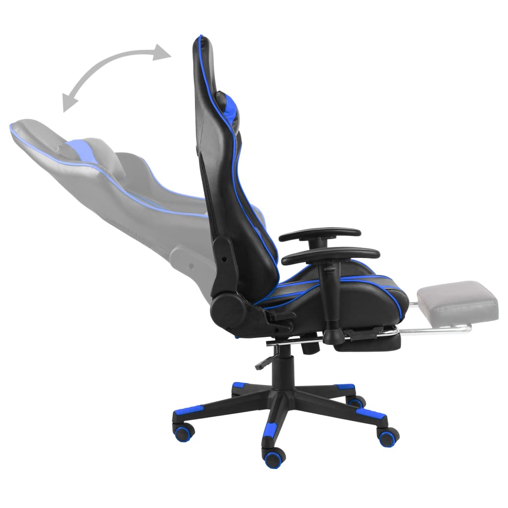 vidaXL Snurrbar gamingstol med fotstöd blå PVC
