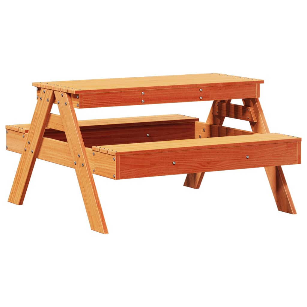 vidaXL Picknickbord för barn vaxad brun 88x97x52 cm massiv furu