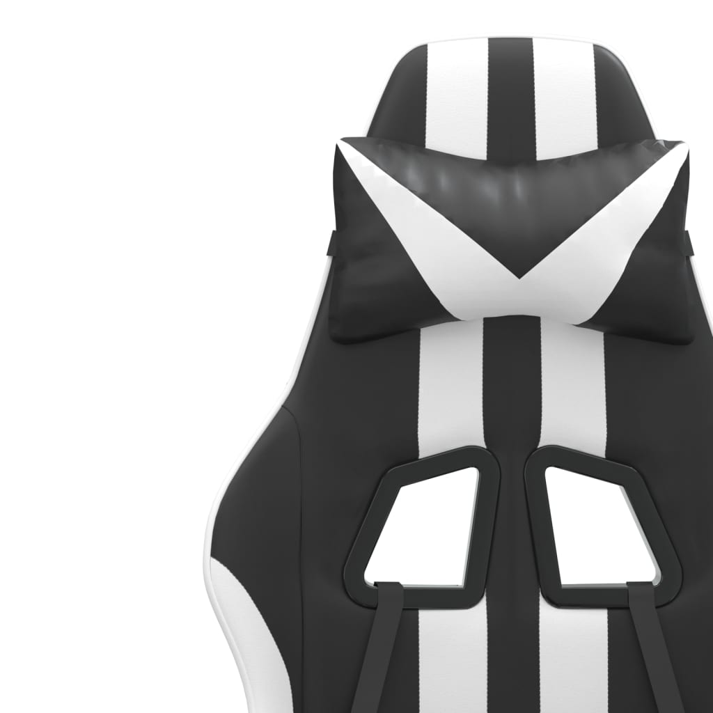 vidaXL Gamingstol med fotstöd svart och vit konstläder