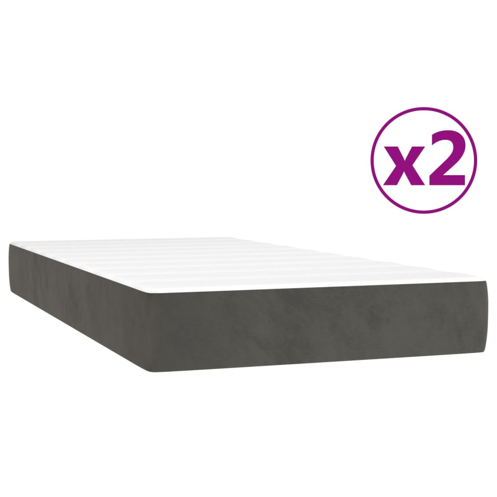vidaXL Ramsäng med madrass mörkgrå 200x200 cm sammet