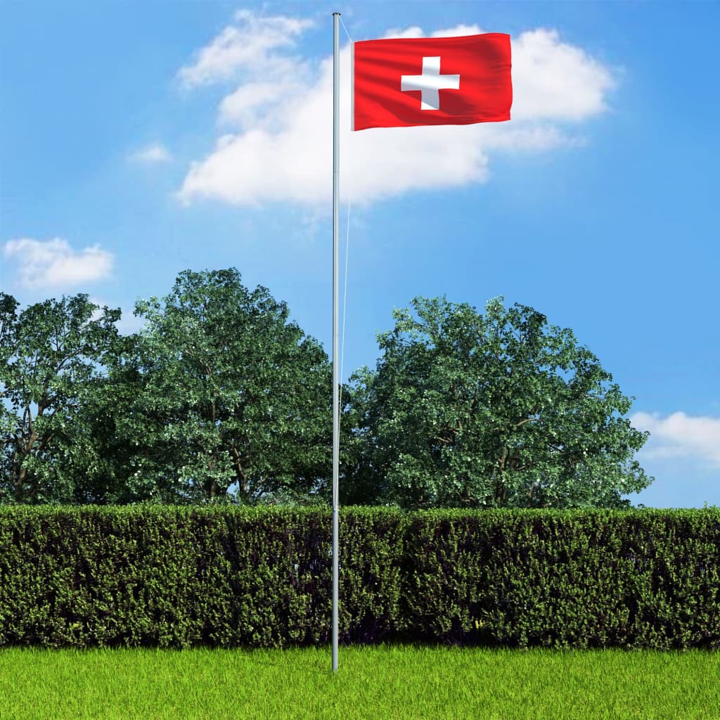 vidaXL Schweiz flagga och flaggstång i aluminium 4 m