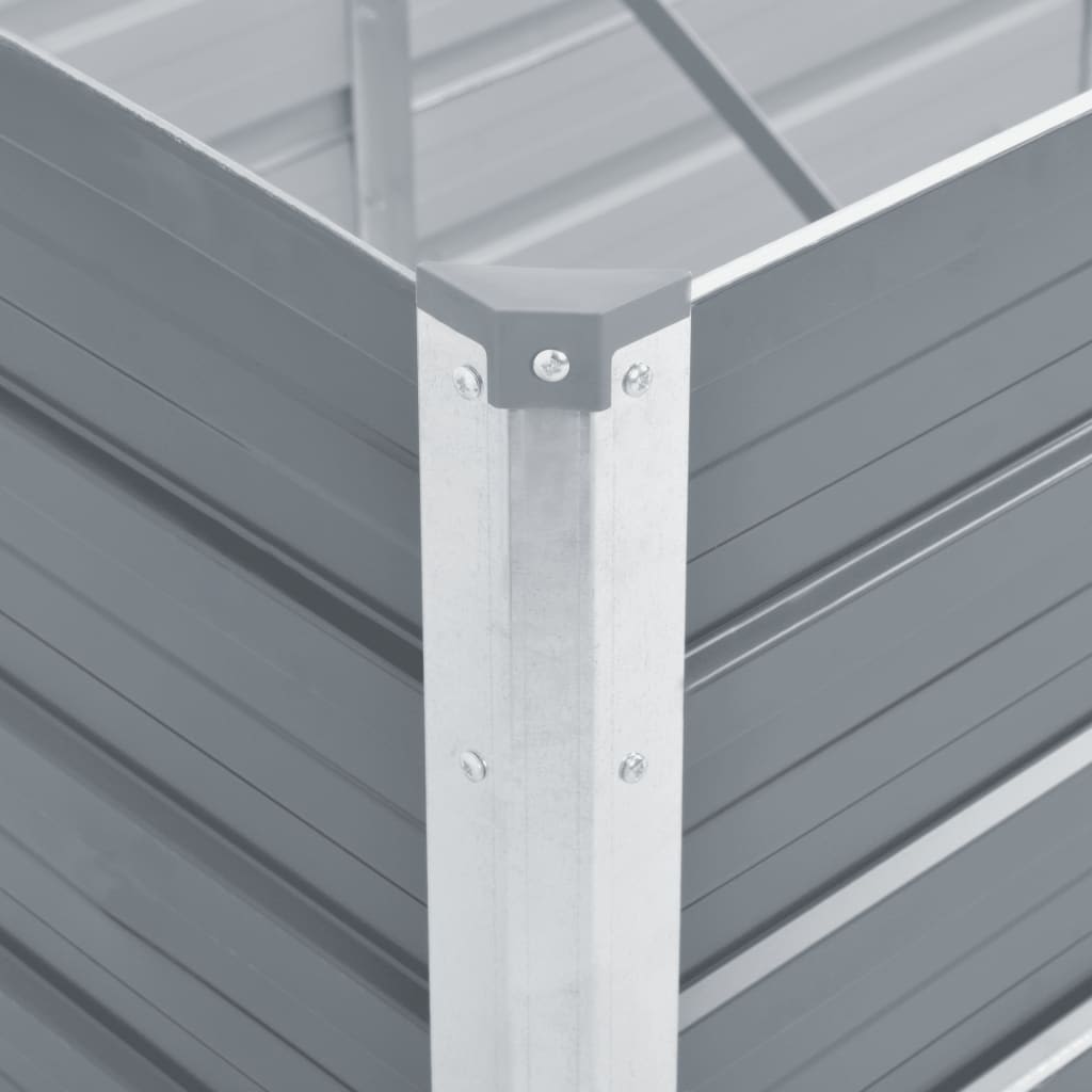 vidaXL Odlingslåda upphöjd galvaniserat stål 160x40x77 cm grå