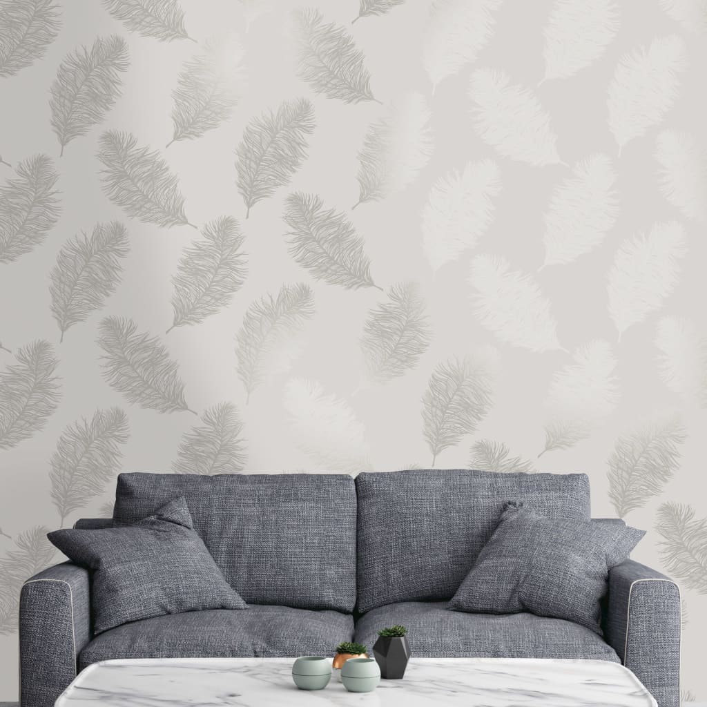 DUTCH WALLCOVERINGS Tapet Fawning Feather ljusgrå