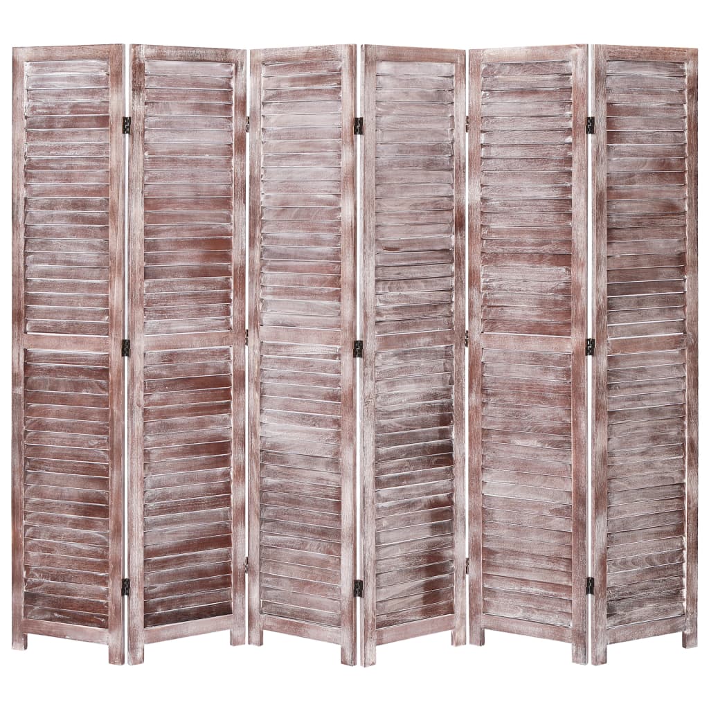 vidaXL Rumsavdelare 6 paneler brun 210x165 cm trä