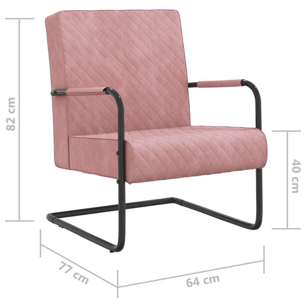 vidaXL Fribärande stol rosa sammet