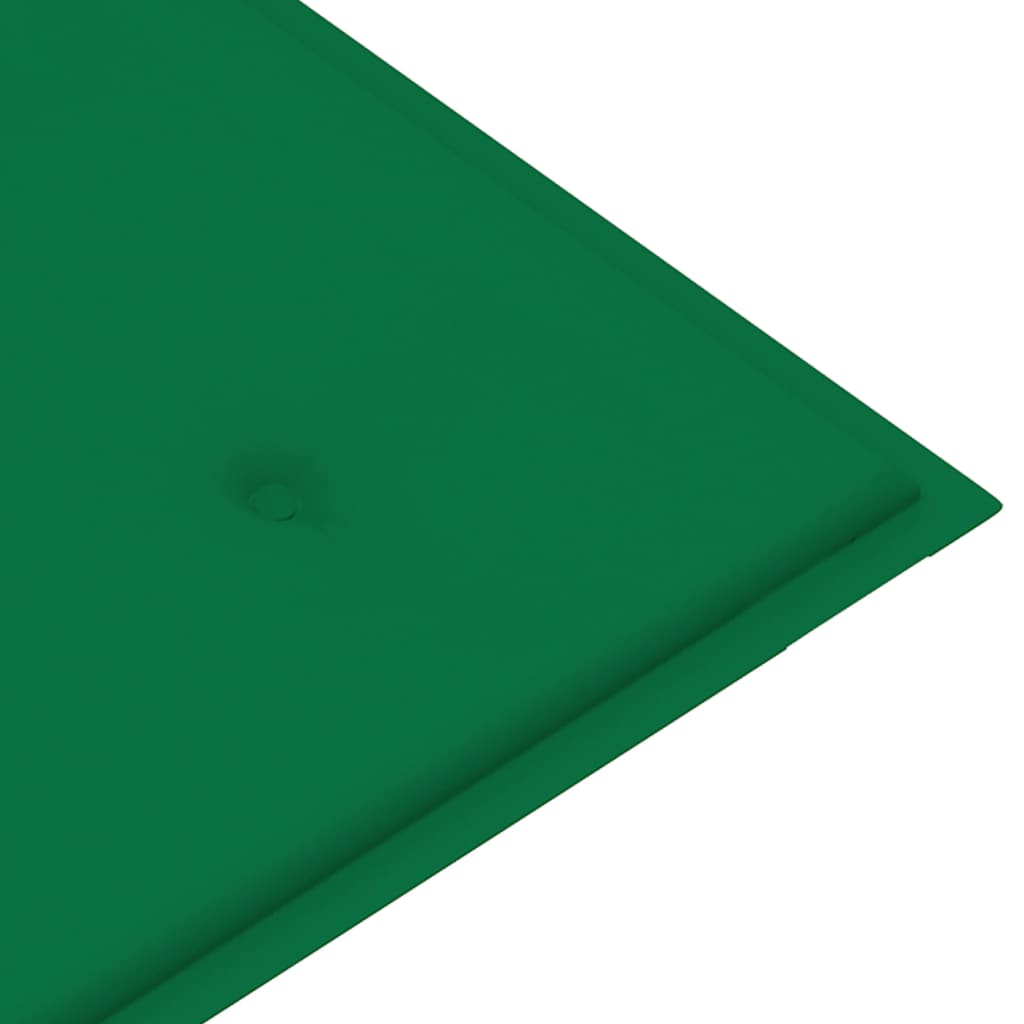 vidaXL Trädgårdsbänk med grön dyna 112 cm massiv teak