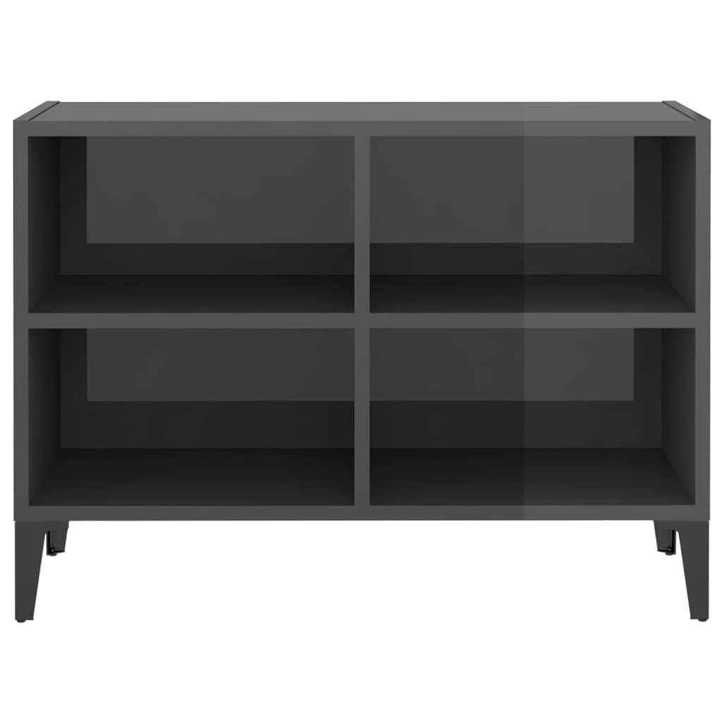 vidaXL TV-bänk med metallben grå högglans 69,5x30x50 cm