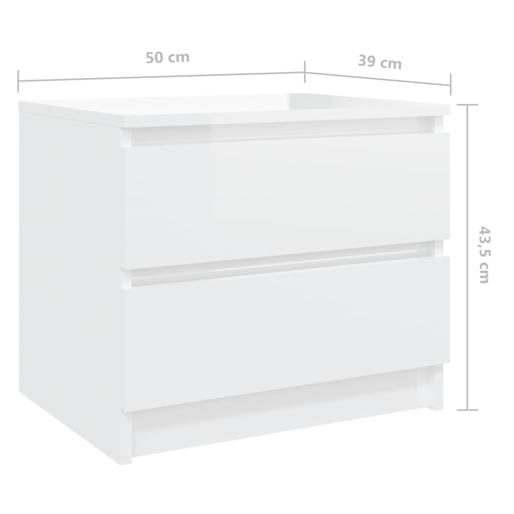 vidaXL Sängbord vit högglans 50x39x43,5 cm konstruerat trä