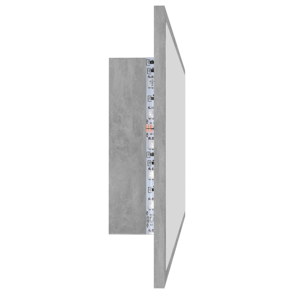 vidaXL Badrumsspegel med LED betonggrå 100x8,5x37 cm akryl