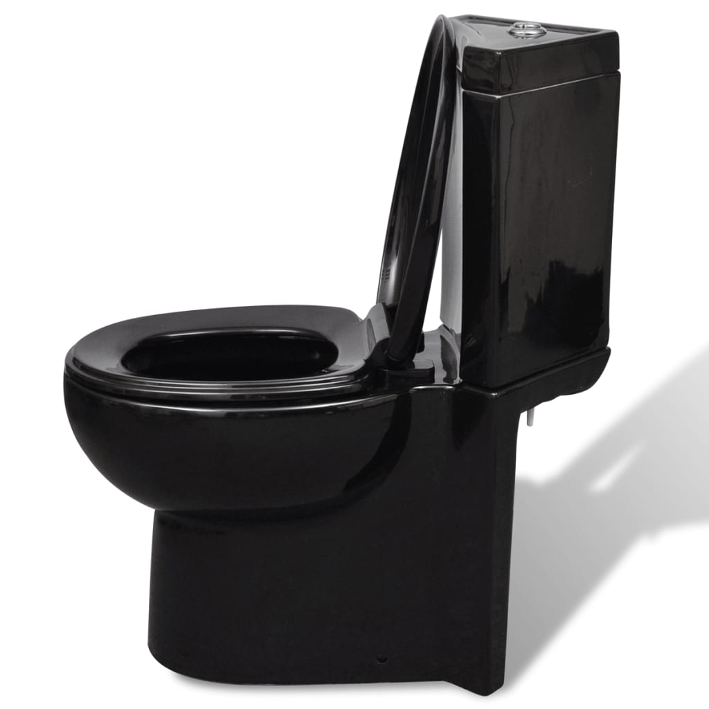 vidaXL Keramisk toalettstol hörnmodell svart