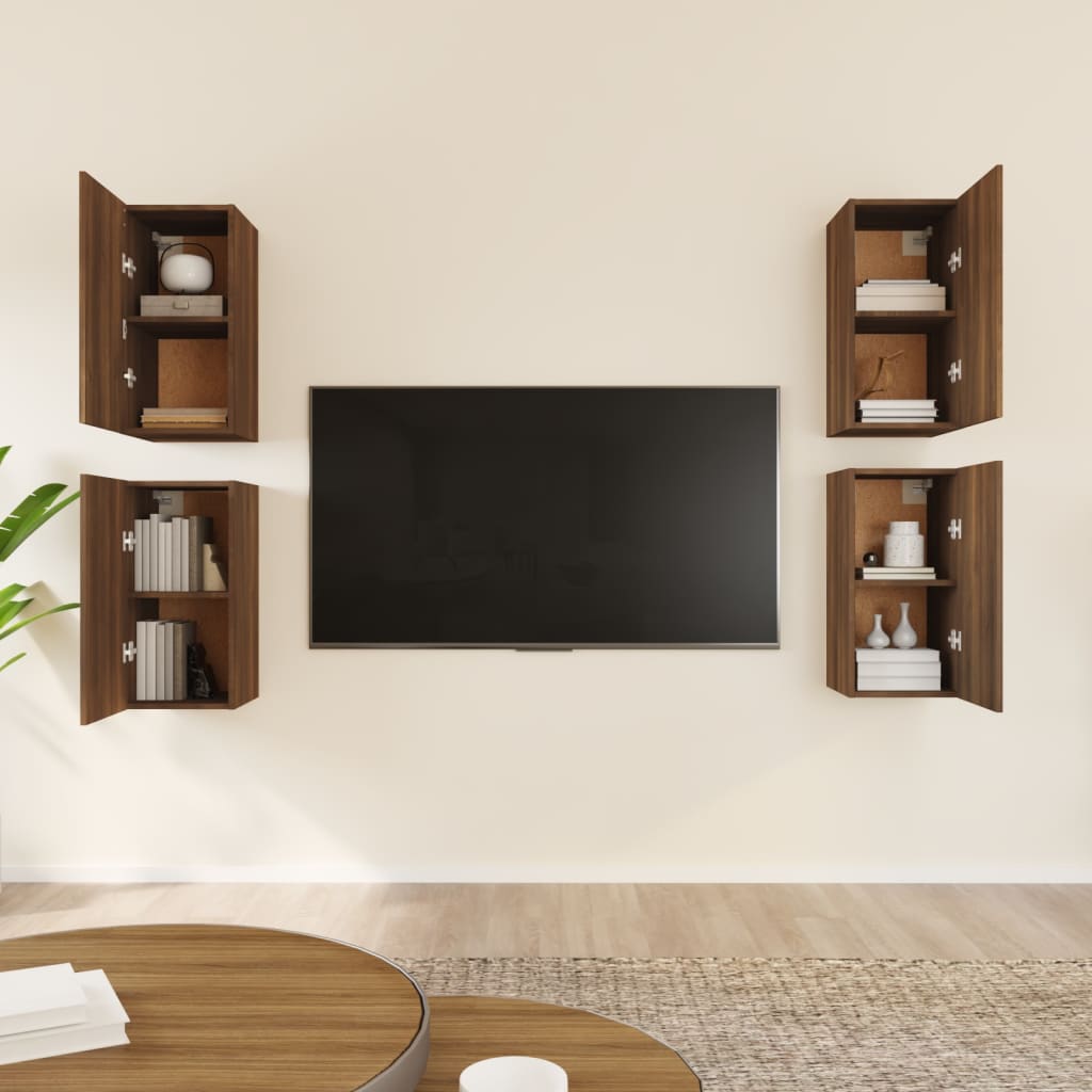 vidaXL Tv-skåp 4 st brun ek 30,5x30x60 cm konstruerat trä