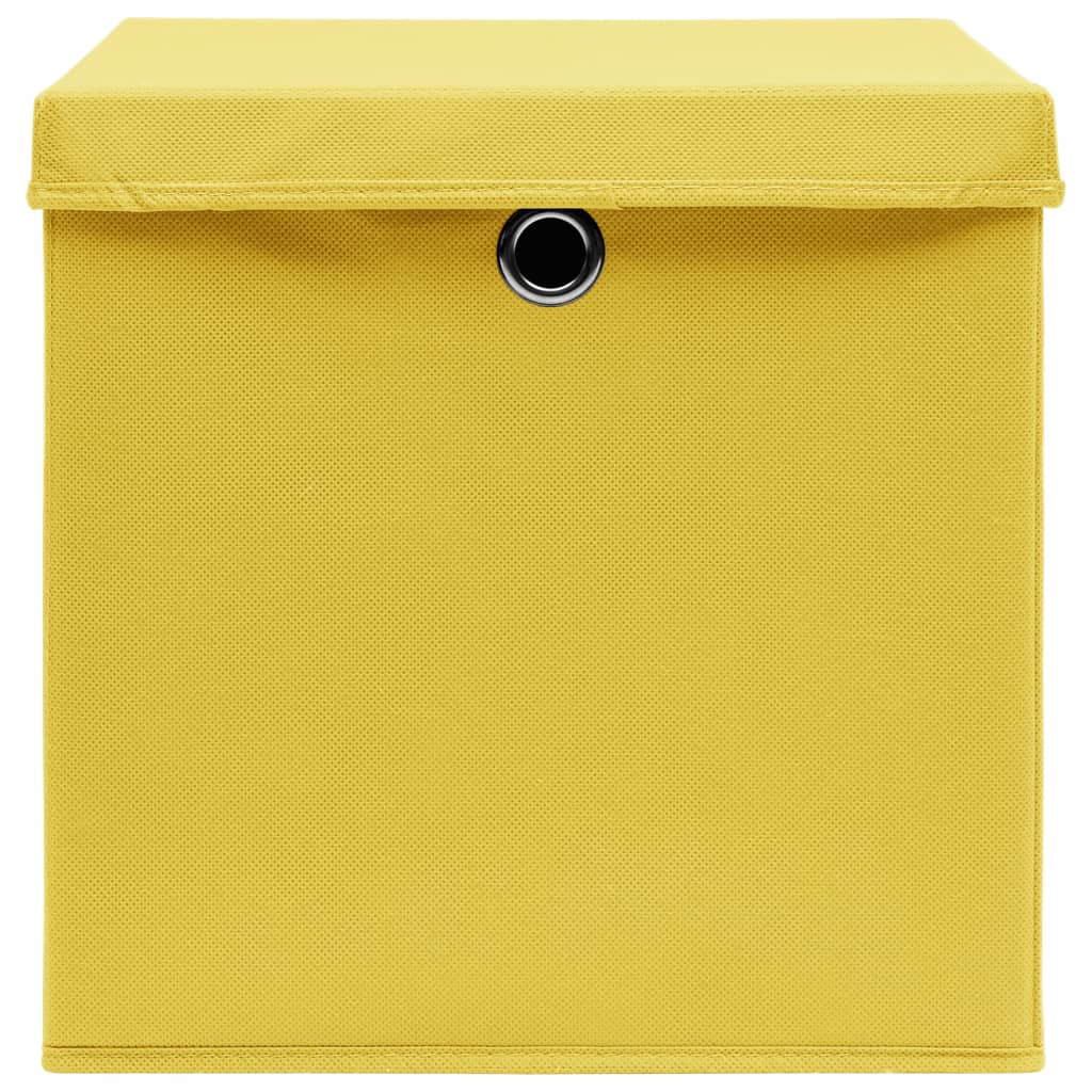 vidaXL Förvaringslådor med lock 4 st 28x28x28 cm gul