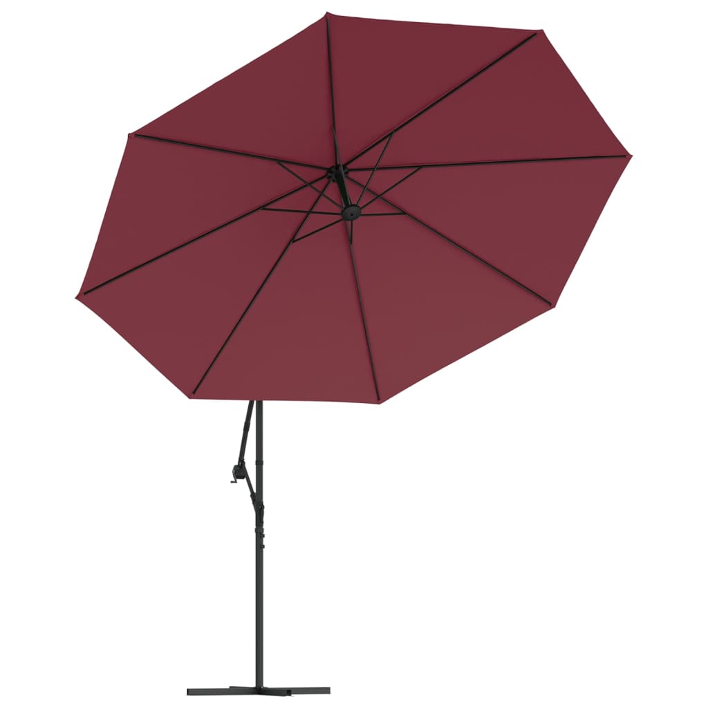 vidaXL Frihängande parasoll med aluminiumstång 350 cm vinröd