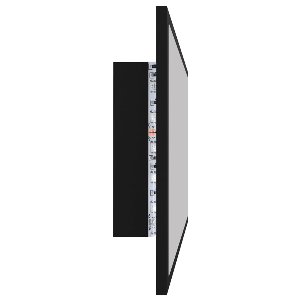 vidaXL Badrumsspegel med LED svart 90x8,5x37 cm akryl
