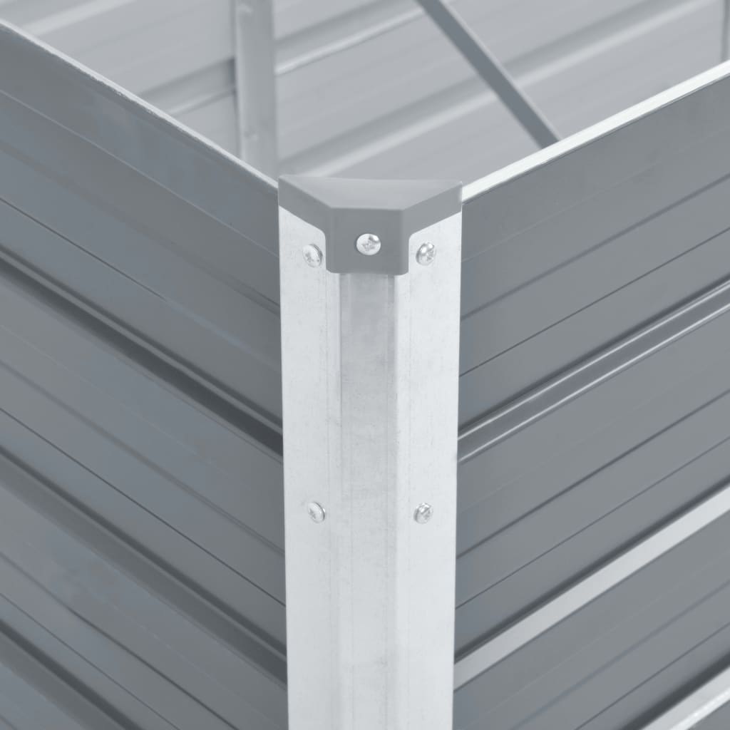 vidaXL Odlingslåda upphöjd galvaniserat stål 100x40x45 cm grå