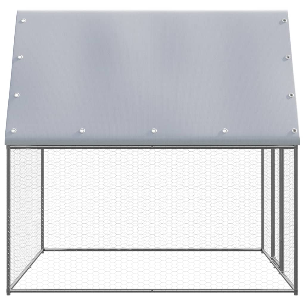 vidaXL Hönsbur silver och grå 2x2x2 m galvaniserat stål