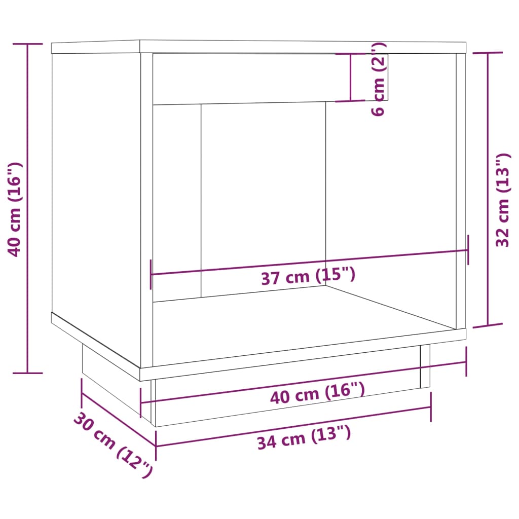 vidaXL Sängbord 2 st grå 40x30x40 cm massiv furu