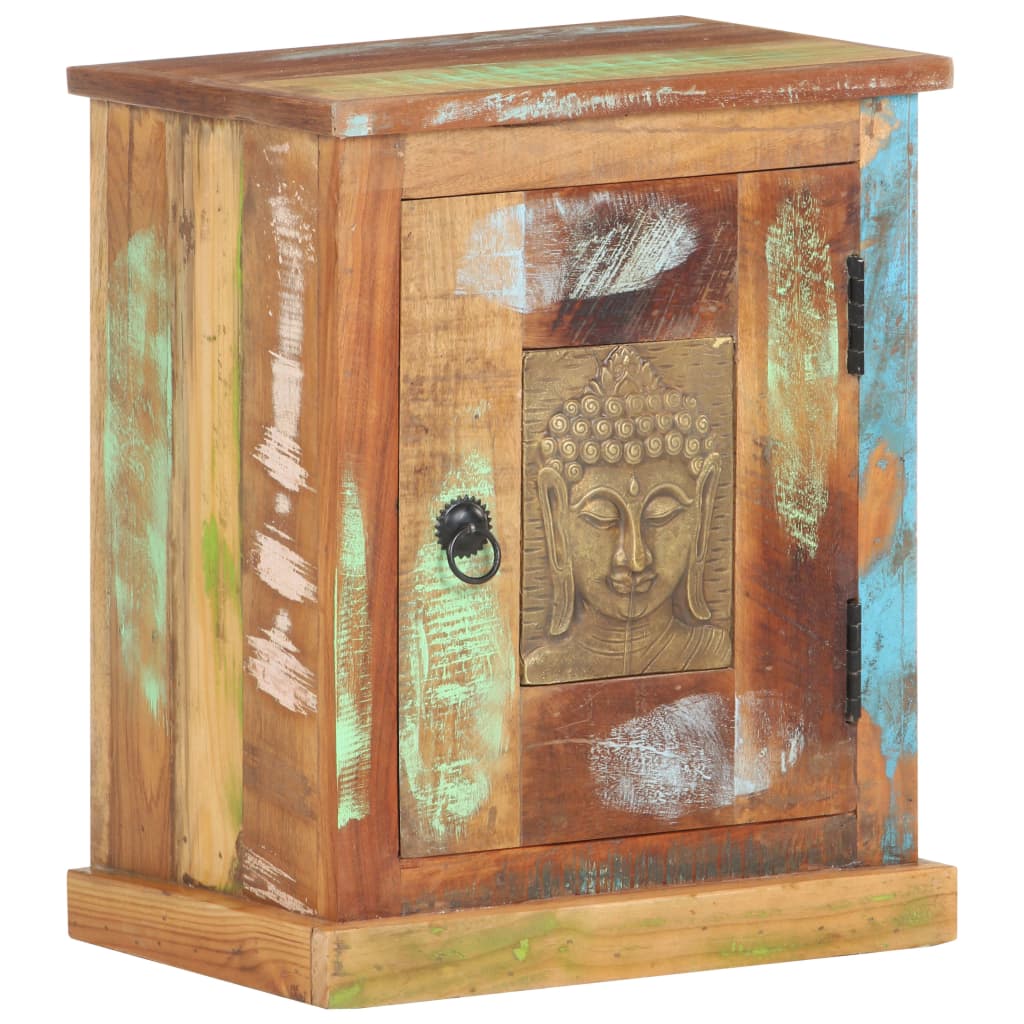 vidaXL Nattduksbord med buddha-utsmyckning 40x30x50 cm återvunnet trä