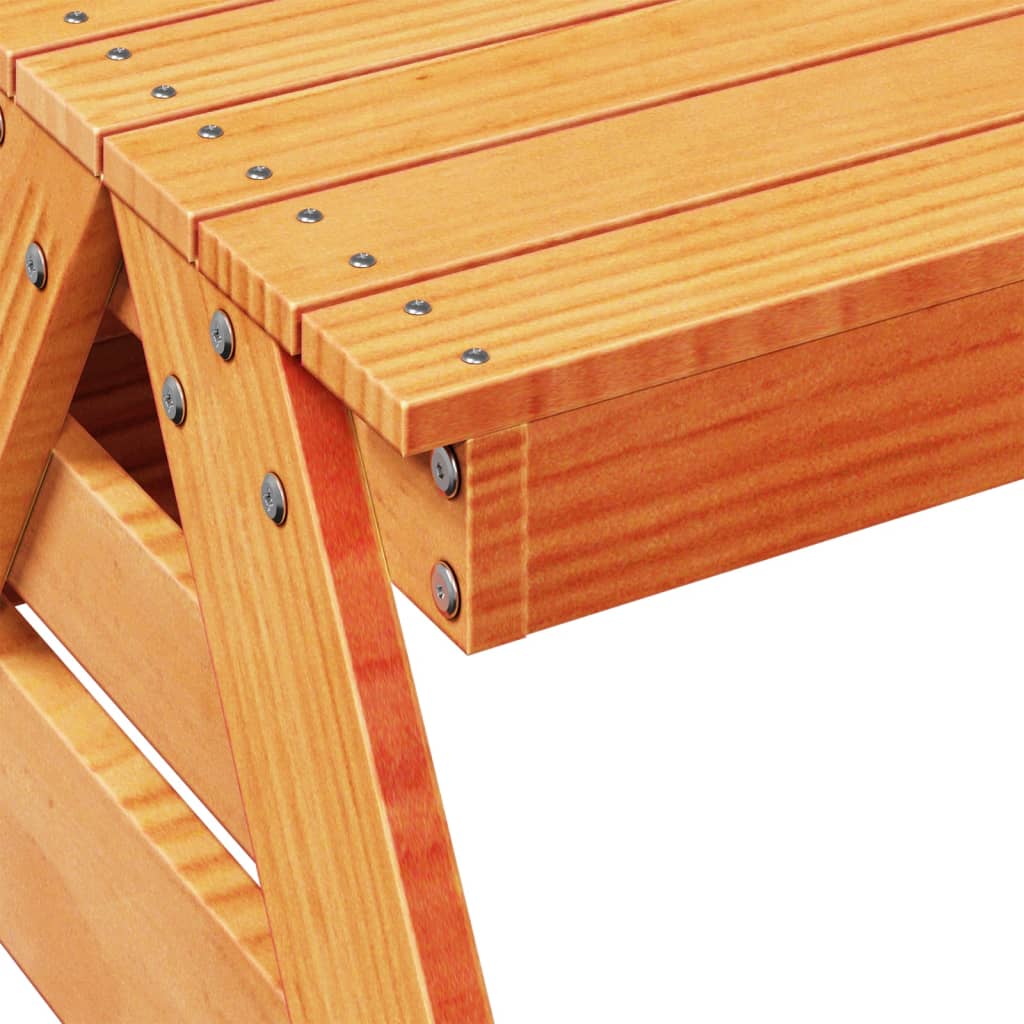 vidaXL Picknickbord för barn vaxad brun 88x122x58 cm massiv furu