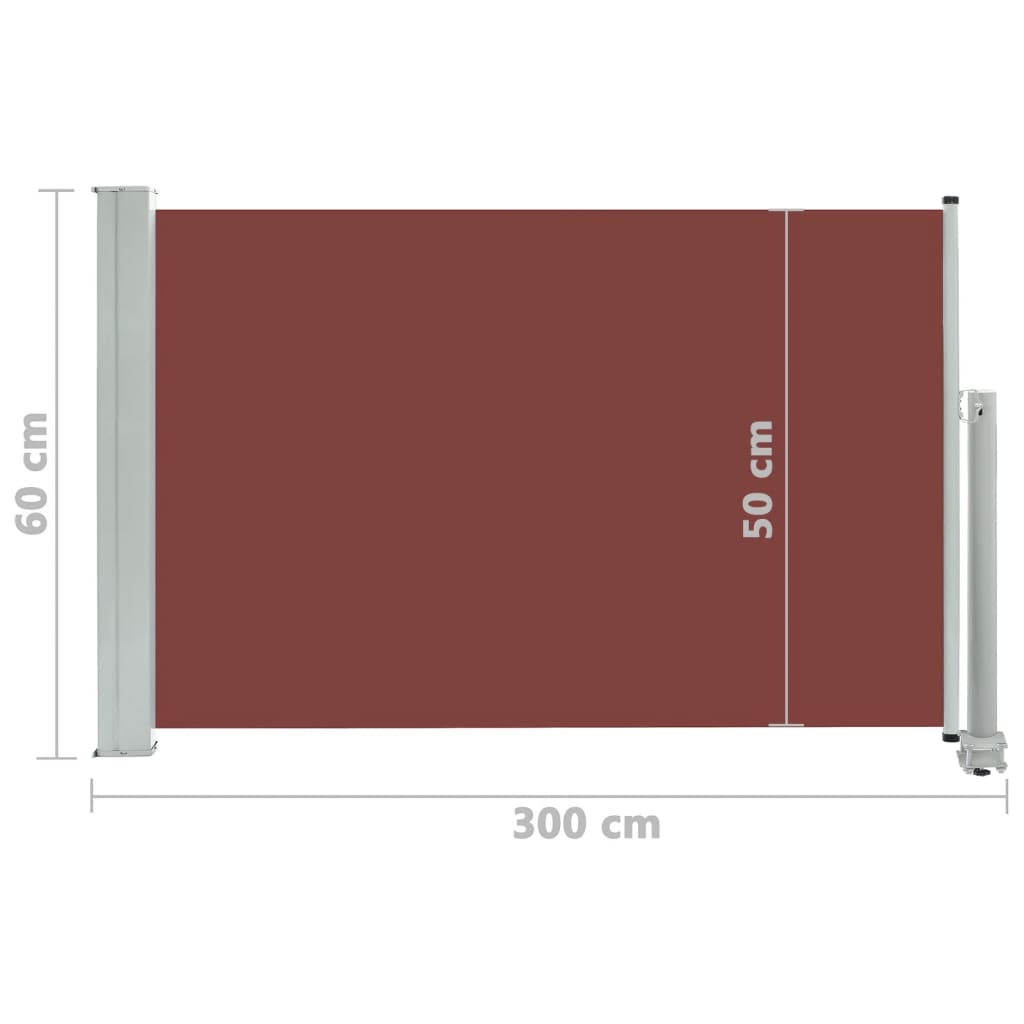vidaXL Infällbar sidomarkis 60x300 cm brun