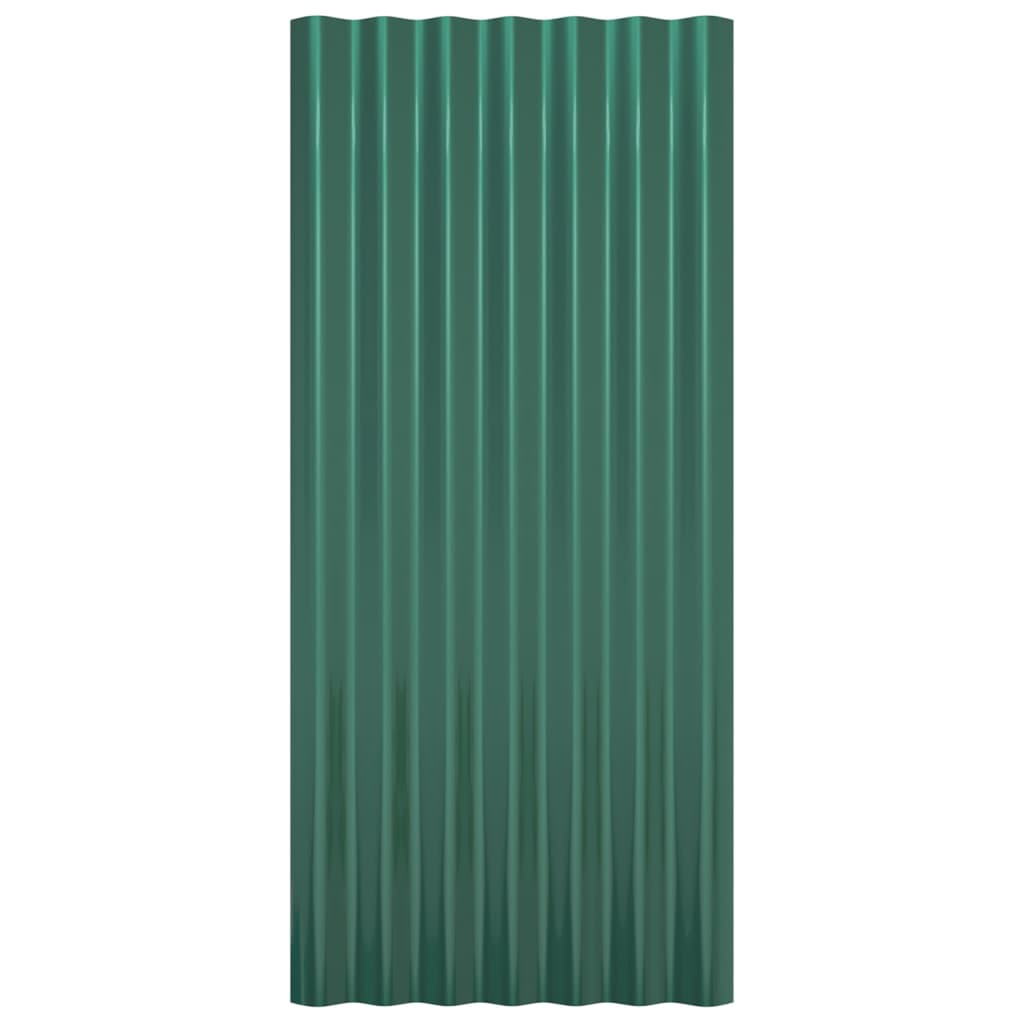 vidaXL Takplåt 12 st pulverlackerat stål grön 80x36 cm