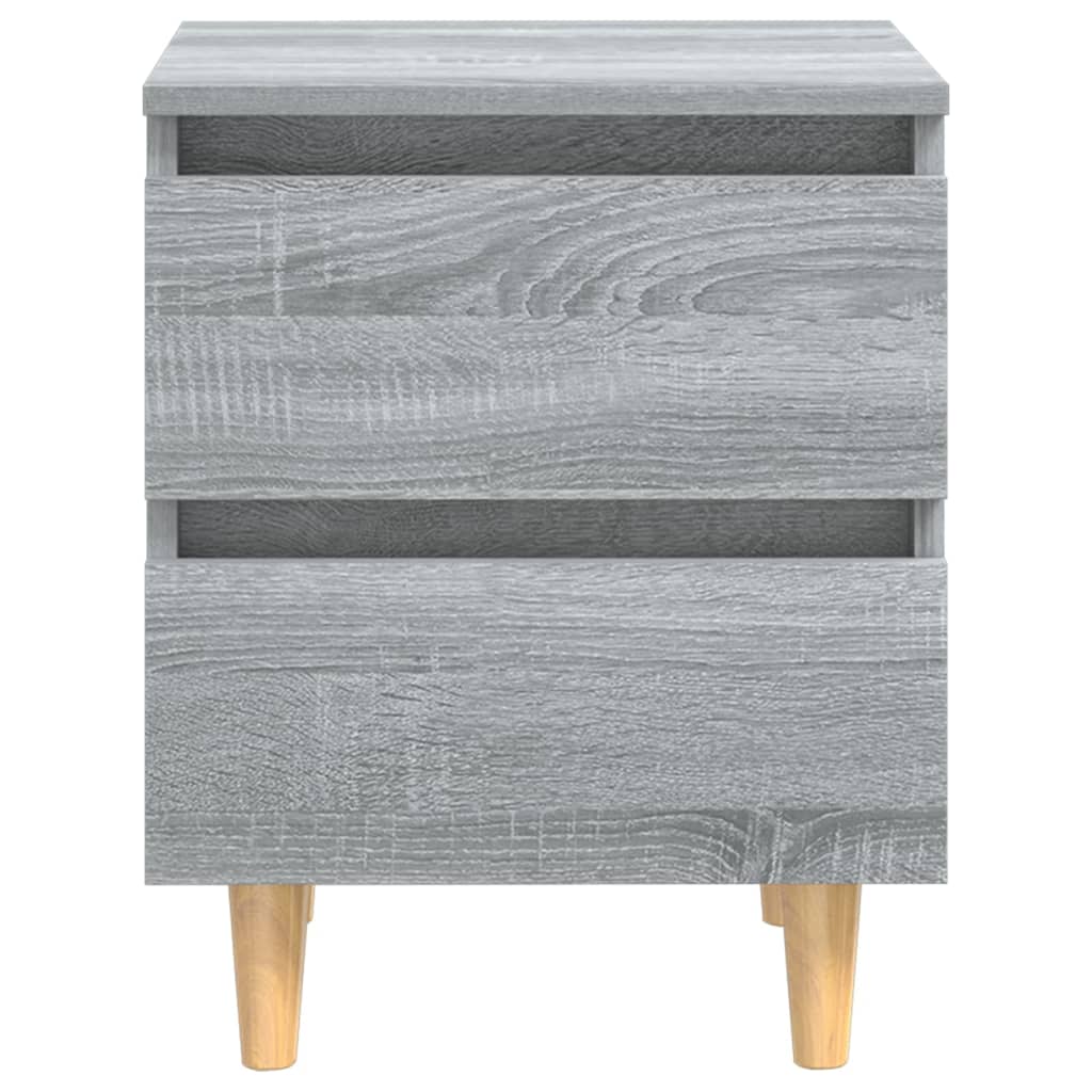 vidaXL Sängbord med massiva furuben 2 st grå sonoma 40x35x50 cm