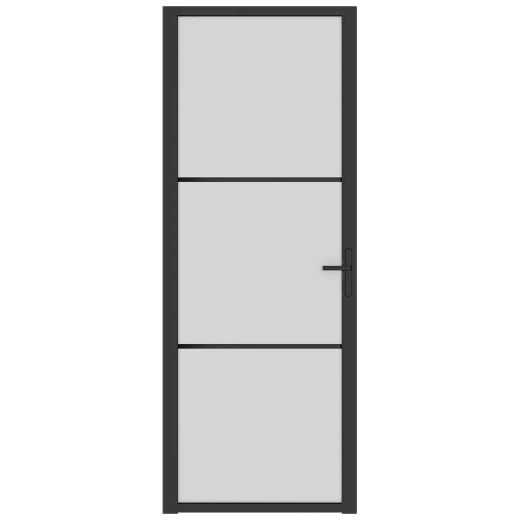 vidaXL Innerdörr 76x201,5 cm svart matt glas och aluminium