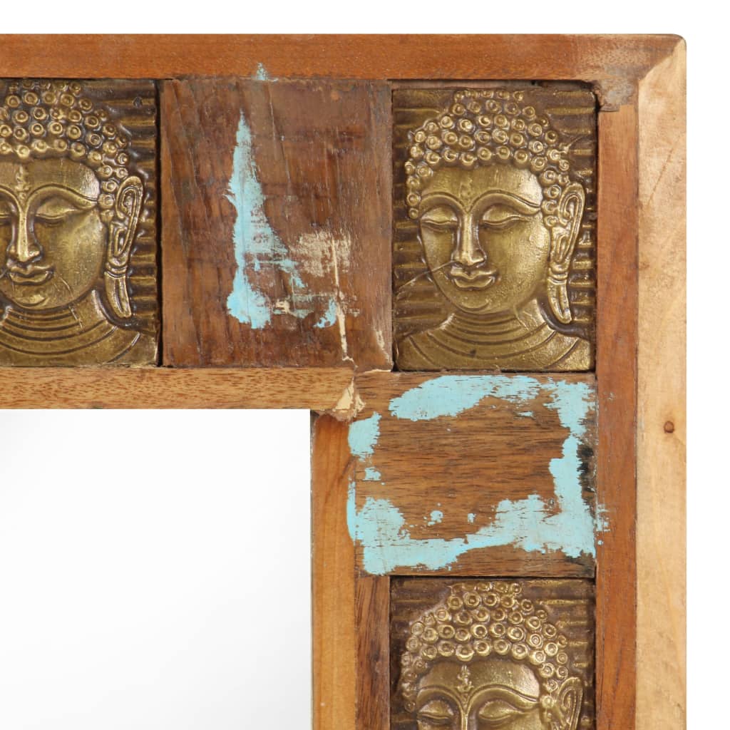 vidaXL Spegel med buddha-utsmyckning 110x50 cm massivt återvunnet trä