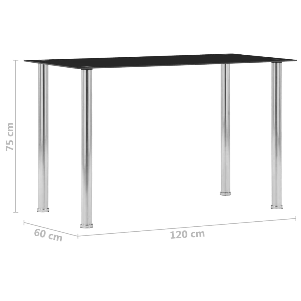 vidaXL Matbord svart 120x60x75 cm härdat glas