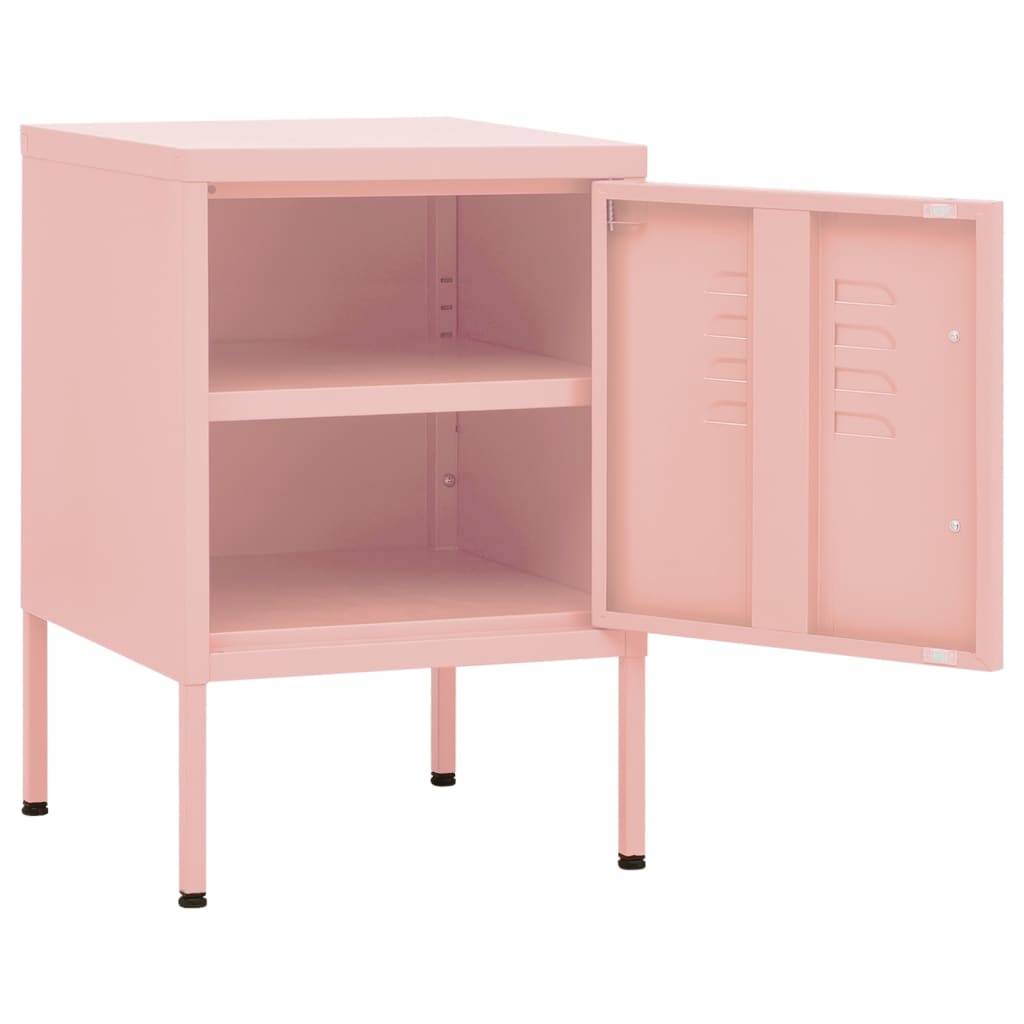 vidaXL Nattduksbord rosa 35x35x51 cm stål