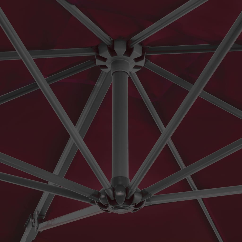 vidaXL Frihängande parasoll med aluminiumstång vinröd 250x250 cm