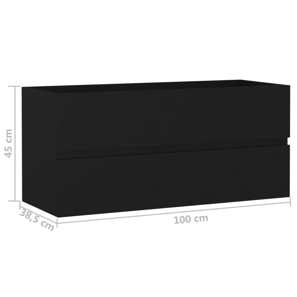 vidaXL Tvättställsskåp svart 100x38,5x45 cm spånskiva