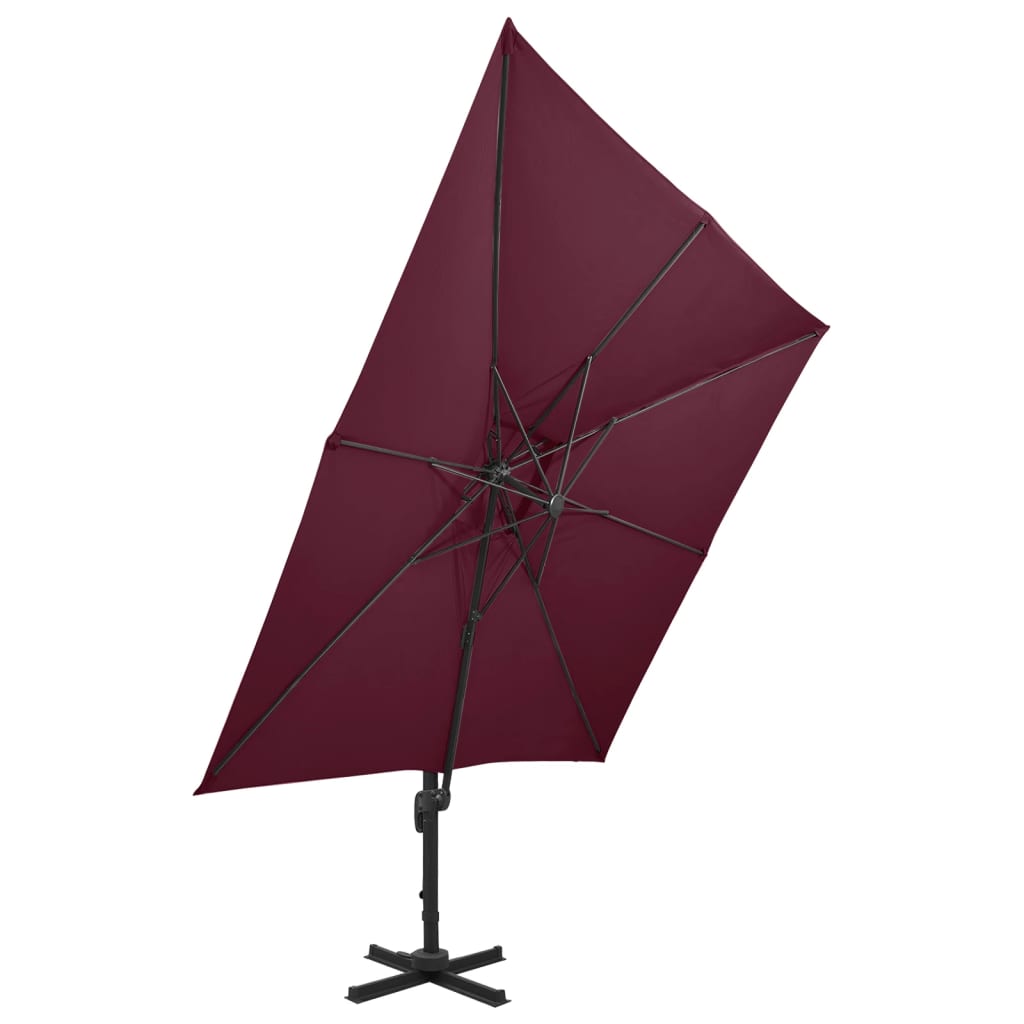 vidaXL Frihängande parasoll med ventilation 300x300 cm vinröd
