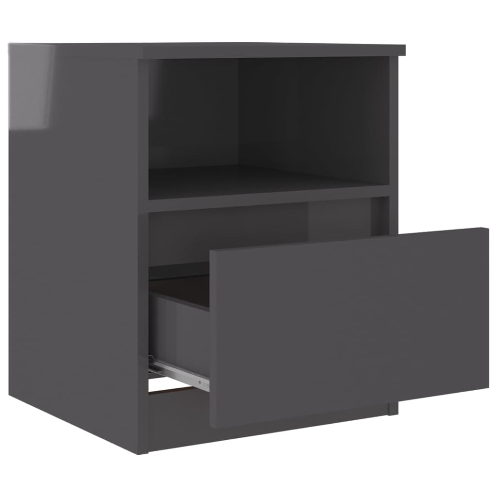 vidaXL Sängbord 2 st grå högglans 40x40x50 cm konstruerat trä