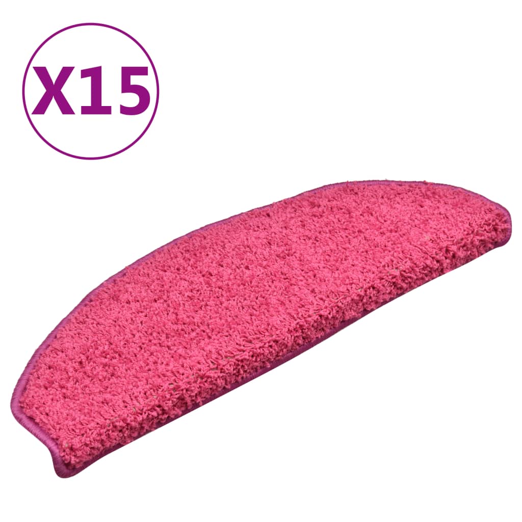vidaXL Trappstegsmattor 15 st rosa 65x21x4 cm