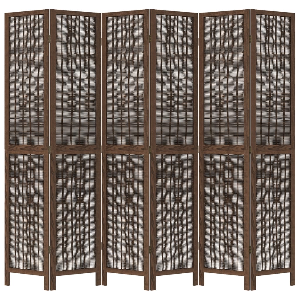 vidaXL Rumsavdelare 6 paneler mörkbrun massivt kejsarträ