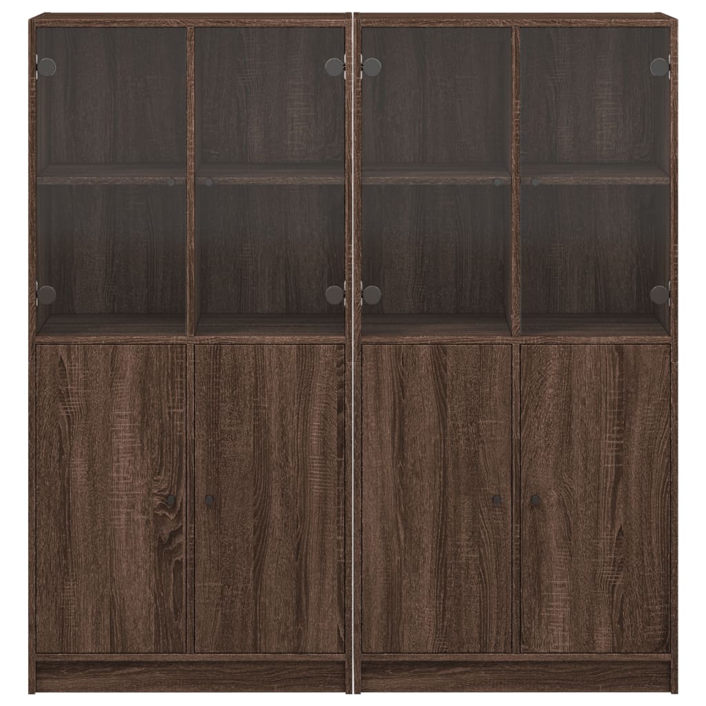 vidaXL Bokhylla med dörrar brun ek 136x37x142 cm konstruerat trä