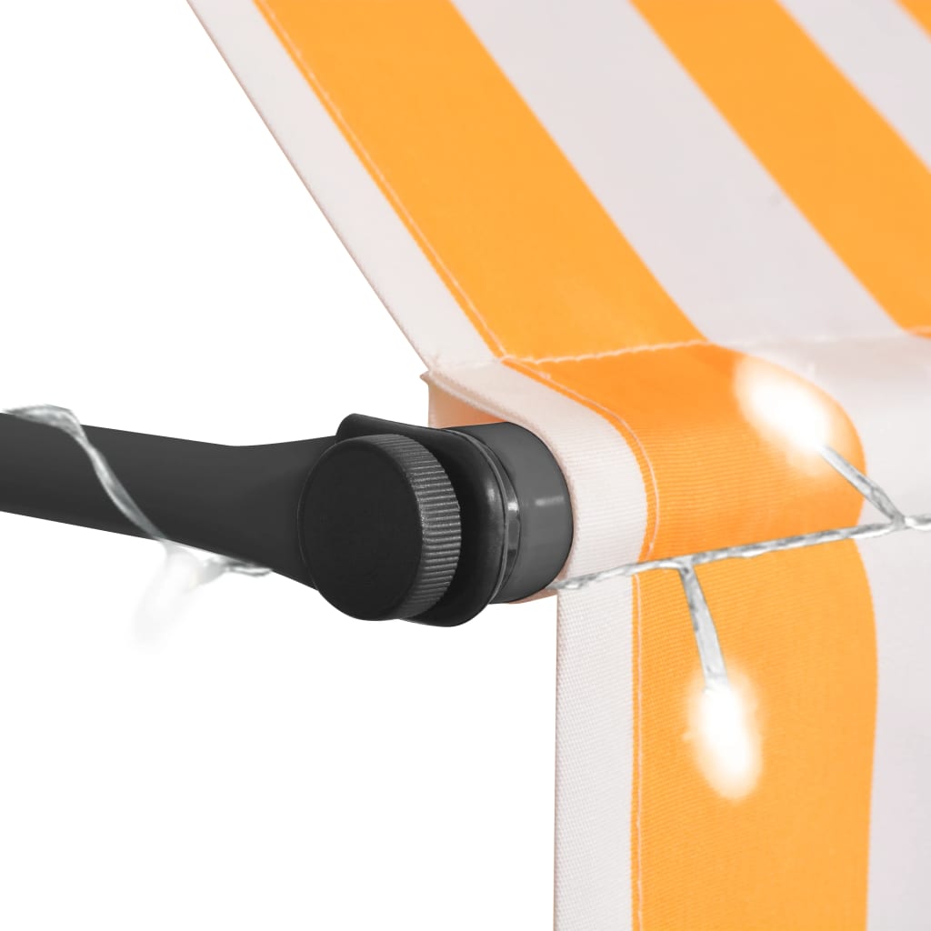 vidaXL Markis manuellt infällbar med LED 250 cm vit och orange