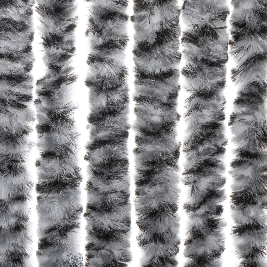 vidaXL Insektsgardin grå och svart och vit 100x220 cm chenille