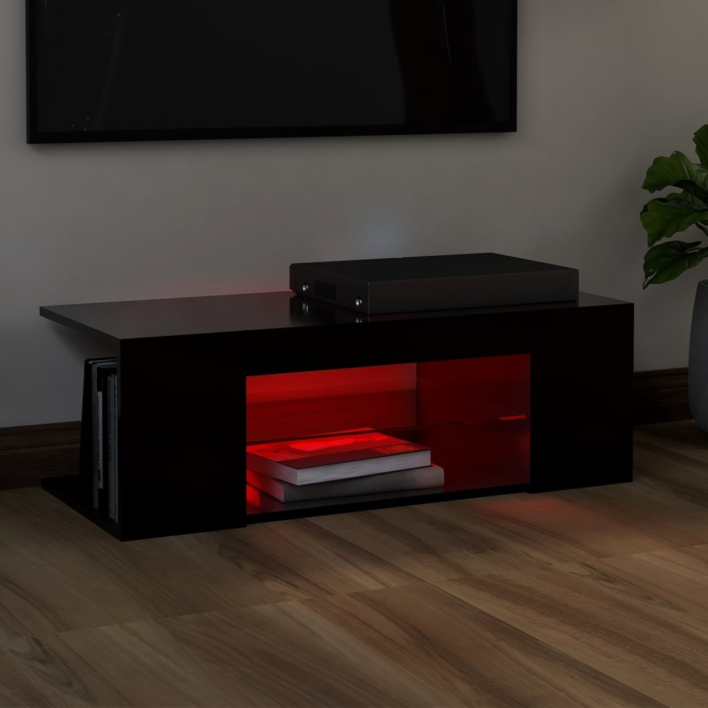 vidaXL TV-bänk med LED-belysning svart 90x39x30 cm
