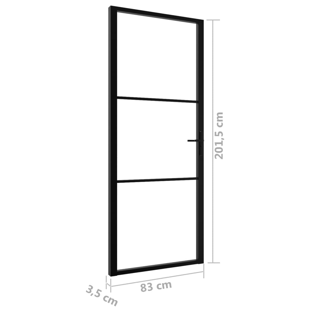 vidaXL Innerdörr ESG-glas och aluminium 83x201,5 cm svart