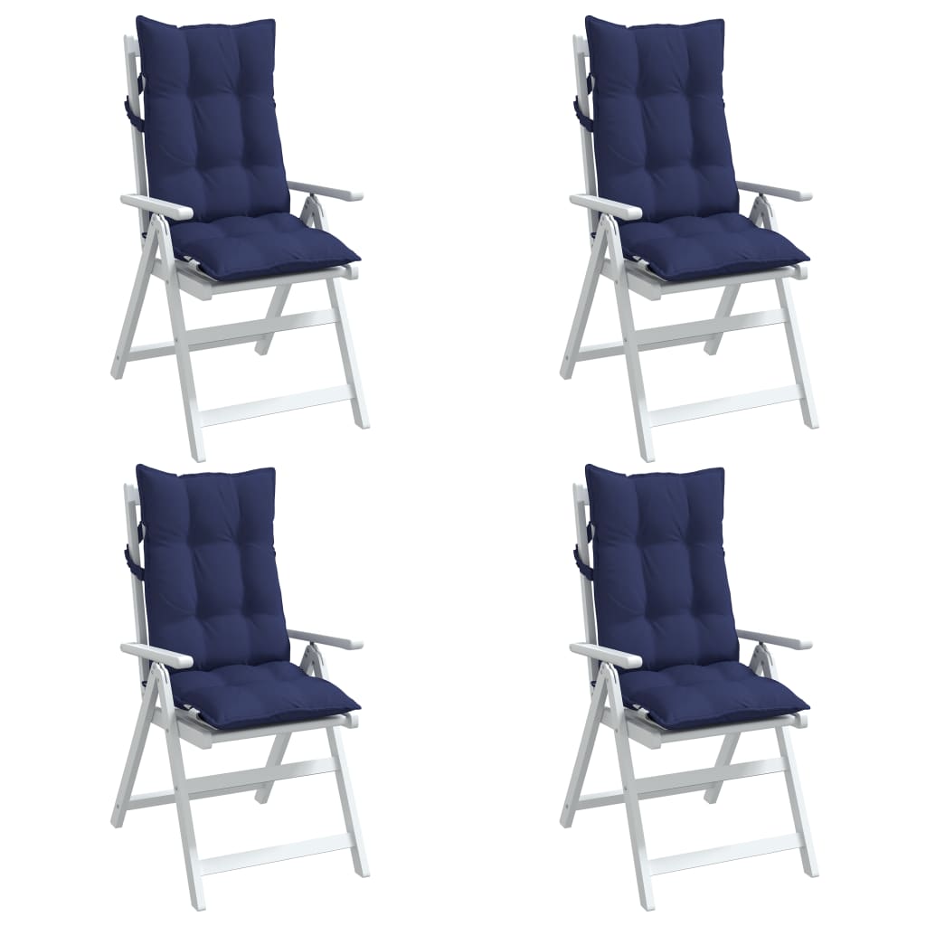 vidaXL Stolsdynor för stolar med hög rygg 4 st marinblå oxfordtyg