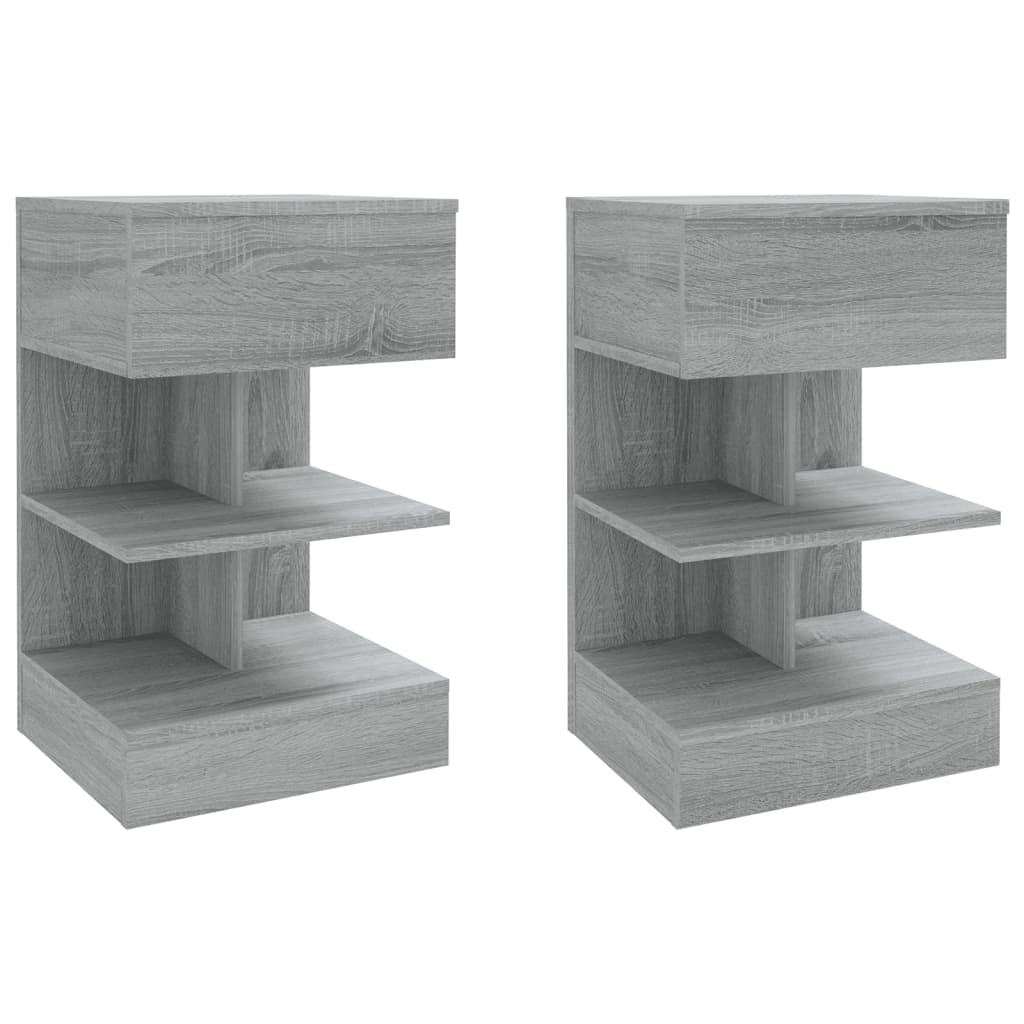 vidaXL Sängbord 2 st grå sonoma 40x35x65 cm konstruerat trä