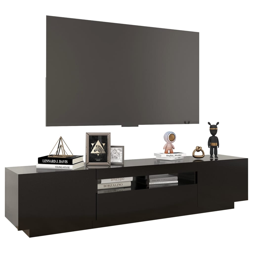 vidaXL TV-bänk med LED-belysning svart 180x35x40 cm