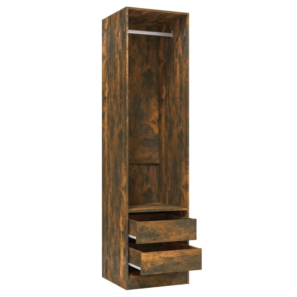 vidaXL Garderob med lådor rökfärgad ek 50x50x200 cm konstruerat trä